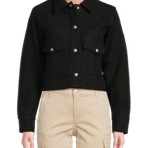 JOE'S JEANS Black Cropped Button Up Jacket Size XL